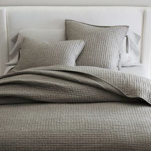NEW Pottery Barn Light Gray Pickstitch Full/Queen Quilt